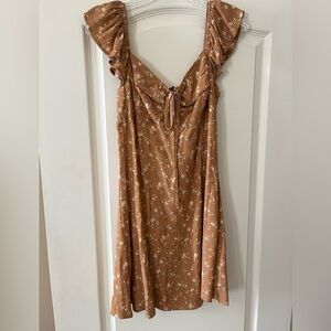 New! The Workshop Caramel Floral Mini Dress Juniors Size Medium